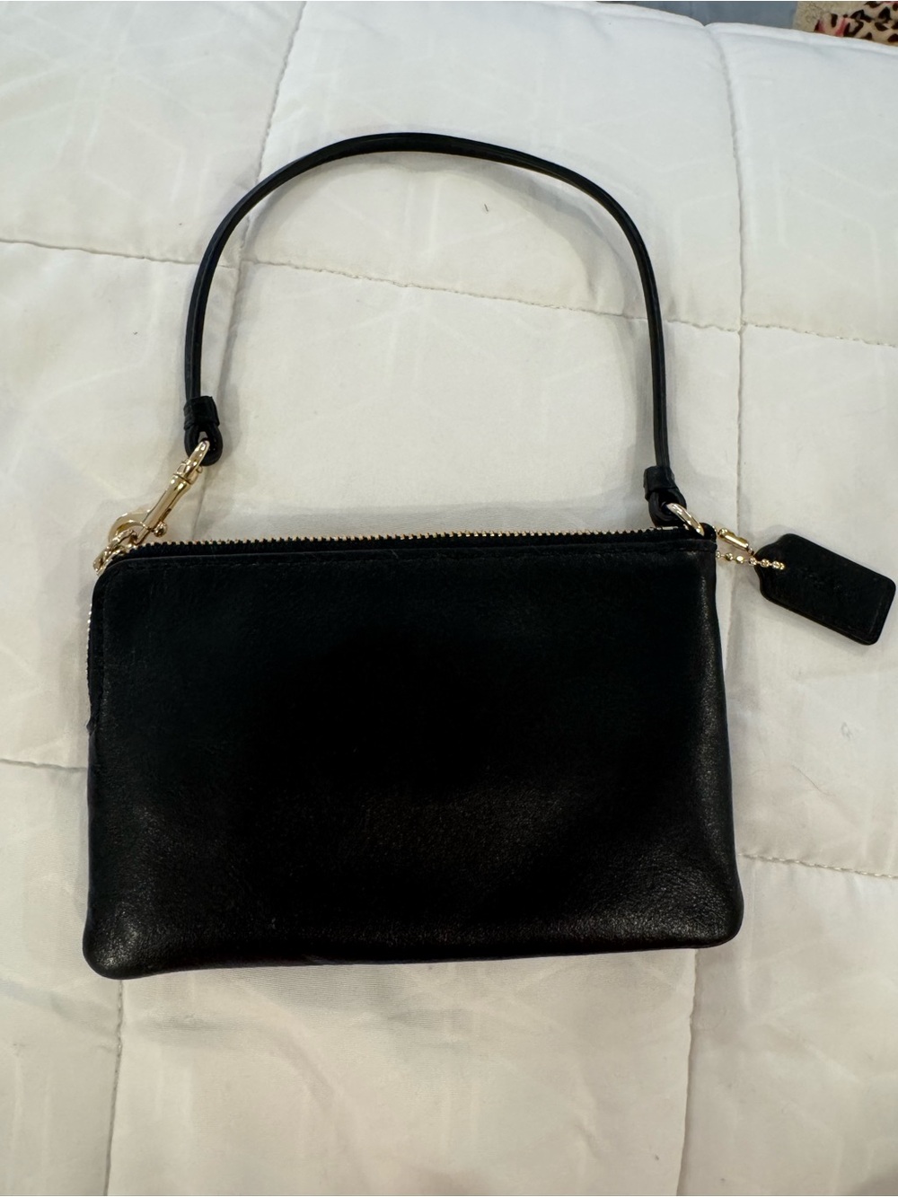 Coach Black Leather Clutch Wristlet with Gold Hardware - Picture 3 of 5